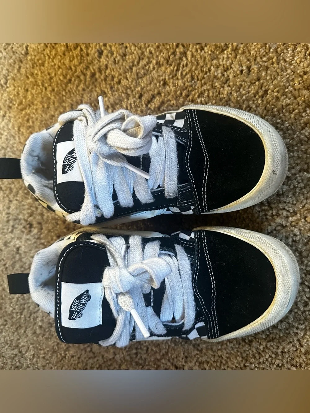 Black & White Check Kids Vanns - Classic Low Top